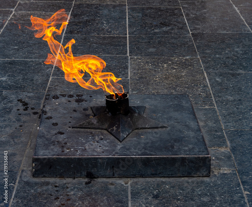 eternal flame near the monument photo