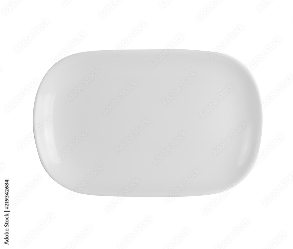 close up empty ceramic dish isolated on white background close up empty ceramic dish isolated on white background