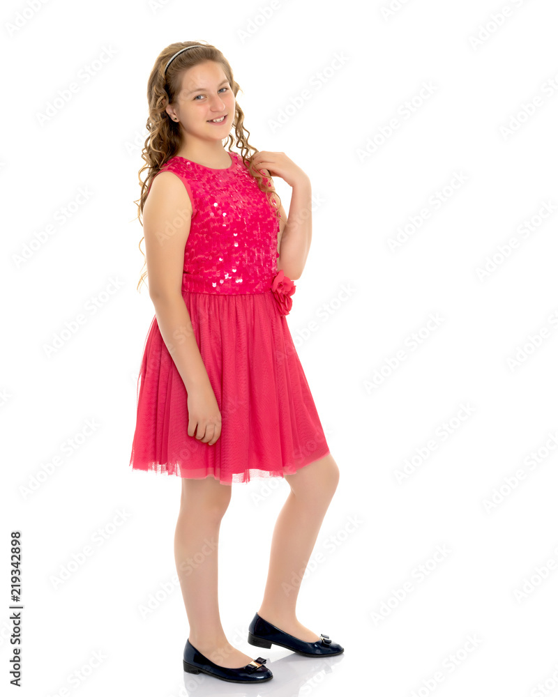 Elegant girl in a dress.