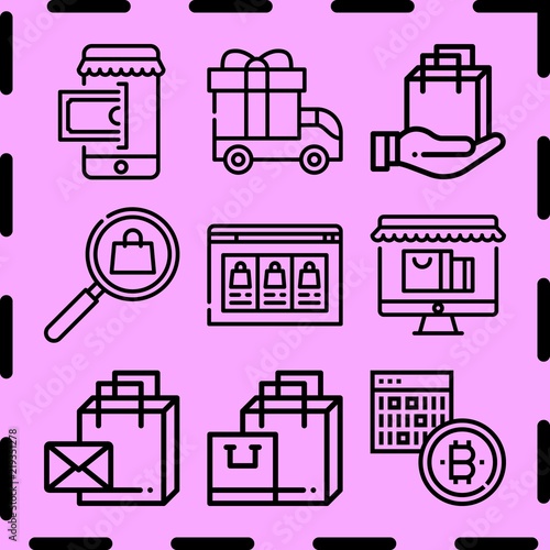 Simple 9 icon set of commerce related [iconsRandom:4] vector icons. Collection Illustration
