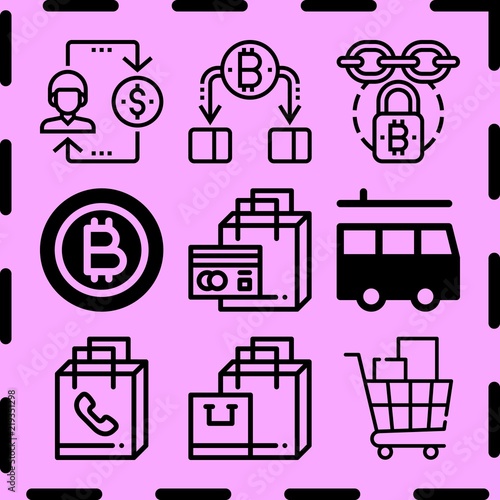 Simple 9 icon set of commerce related [iconsRandom:4] vector icons. Collection Illustration