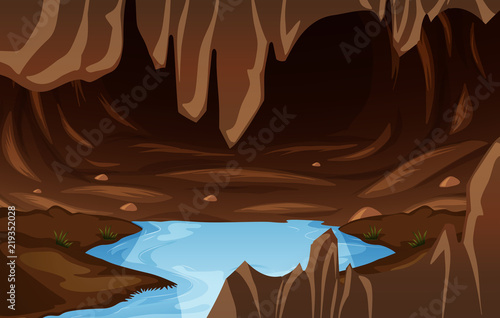 Underground cave with water