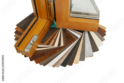 Plastic window profile. Windows section with triple glazing