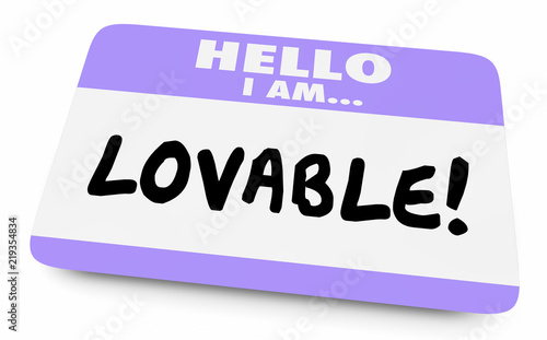 Lovable Adorable Worthy Affection Name Tag 3d Illustration
