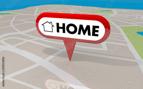 Home House Base Comfort Starting Place Origin Map Pin 3d Illustration