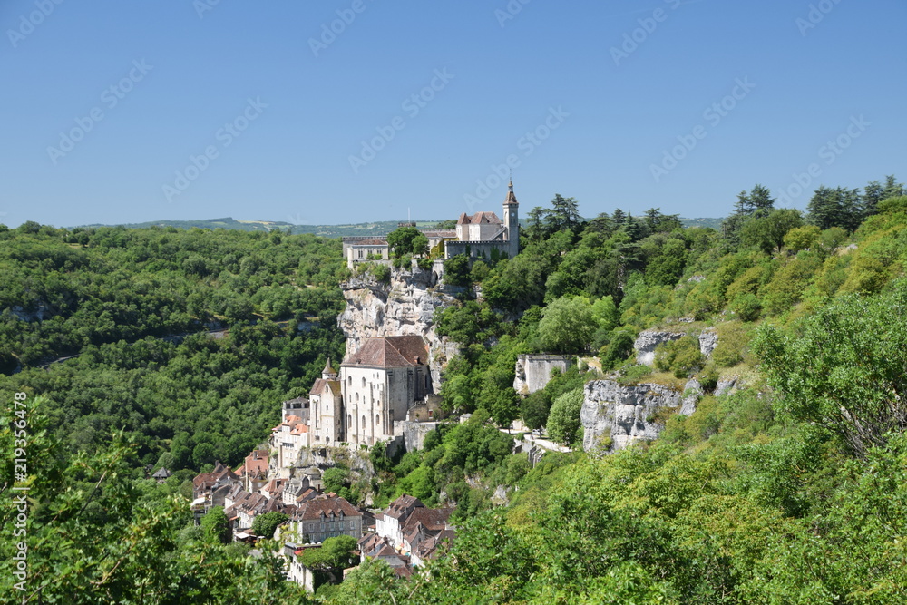 The hilltop village and pilgrimage site of Rocamadour in the Lot River Valley of France