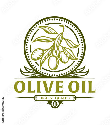 Olive branch icon for olive oil label