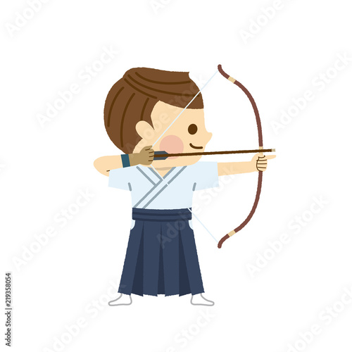 弓道をする男性