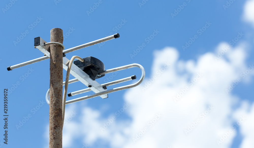 TV antenna aerial on the roof of the sky and TV antenna aerial on the roof of the sky and