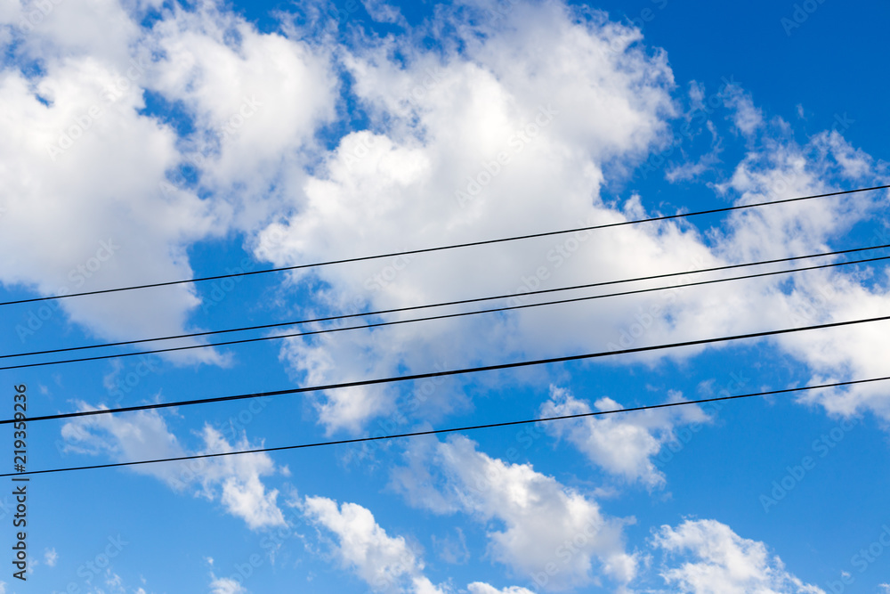 Electrical pole and wires against the sky Electrical pole and wires against the sky