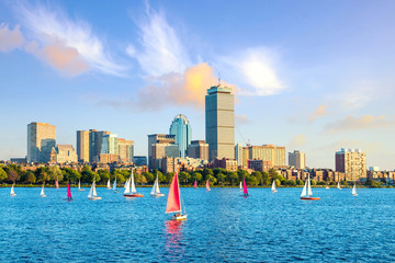 View of Boston Skyline in summer afternoon