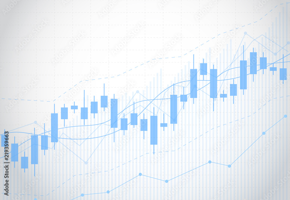 Business candle stick graph chart of stock market investment trading on white background design. Bullish point, Trend of graph. Vector illustration