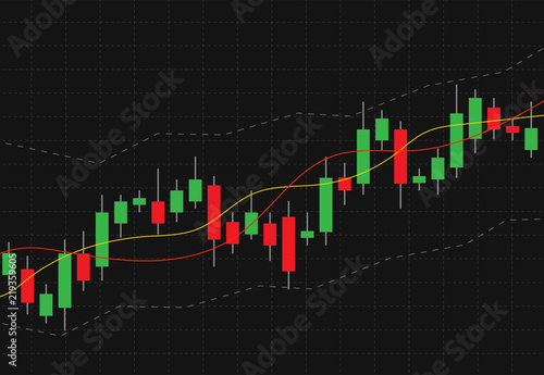 Business candle stick graph chart of stock market investment trading on background design. Bullish point, Trend of graph. Vector illustration