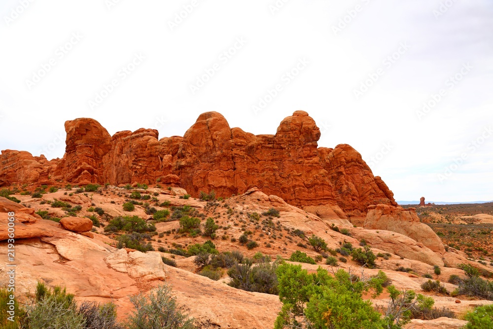 Beautiful landscape in natural colors at Arches National Park in Utah, USA