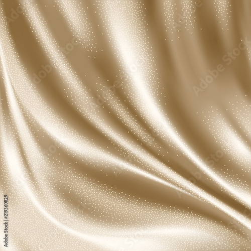 Luxury beige satin smooth fabric background for celebration, ceremony, event invitation card or advertising poster. Vector Illustration