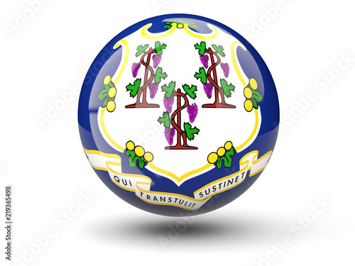 3D ball icon with flag of connecticut. United states local flags