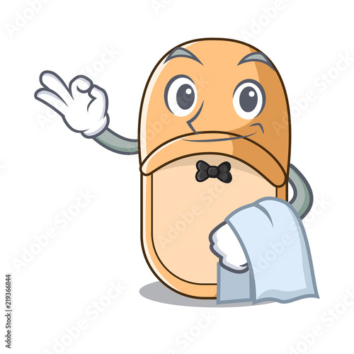 Waiter home slippers icon in cartoon style