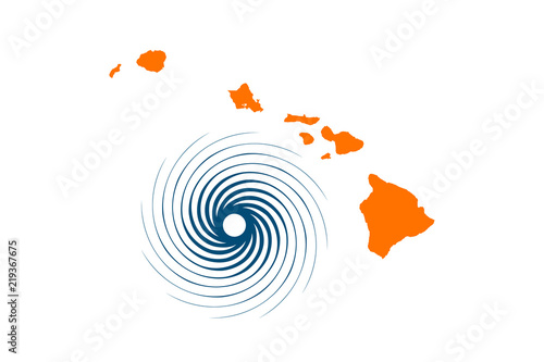 Hawaii Islands and Hurricane. Vector illustration