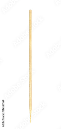 wooden bamboo pointed tip stick thin for skewer isolated on white background, single tipped wooden bamboo chopstick for skewer foods, bamboo sticks or wooden skewers used to hold pieces food