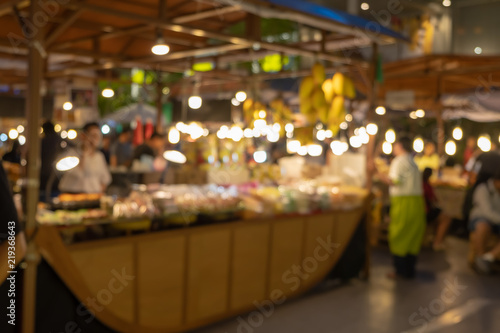 Abstract blur night market, food street background