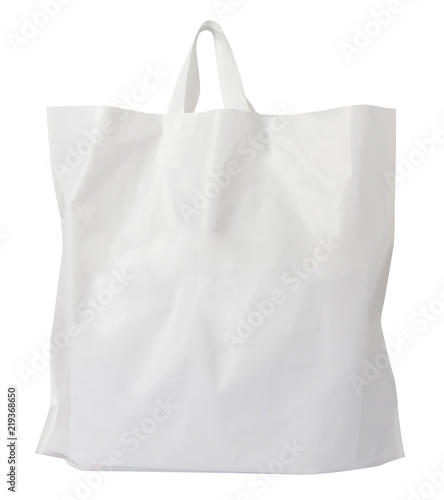 White plastic bag shopping isolated on white background, clipping path