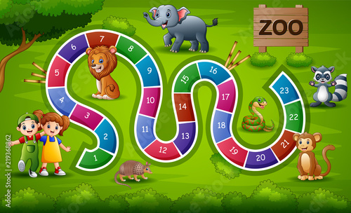 Snakes and ladders game zoo theme