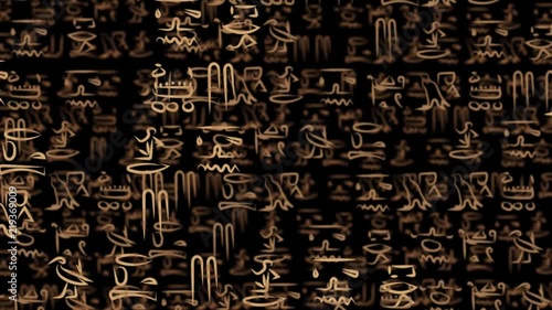 hieroglyphic Egyptian texture. Ancient hieroglyphs in different layers moving around in 3d animation.
