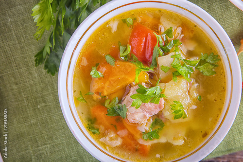 Shurpa is a traditional soup of Central Asian cuisine.