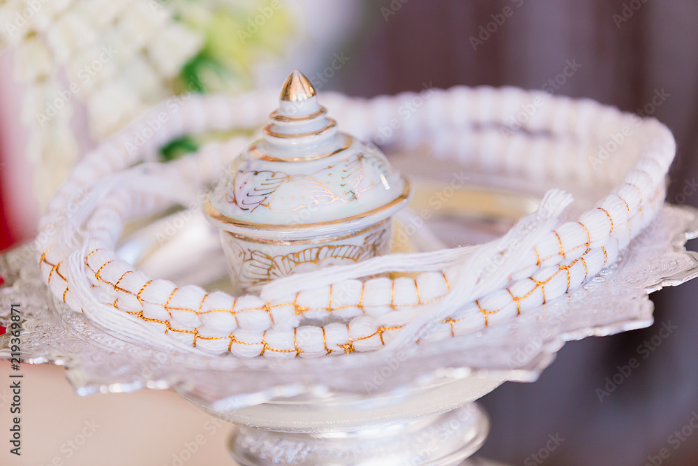 set of equipment to make buddhism holy water in religion celebrates. buddhist celebration. set of equipment to make buddhism holy water in religion celebrates. buddhist celebration.