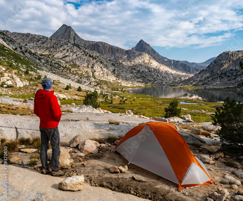 Camping in the Evolution Basin along the John Muir Trail, CA