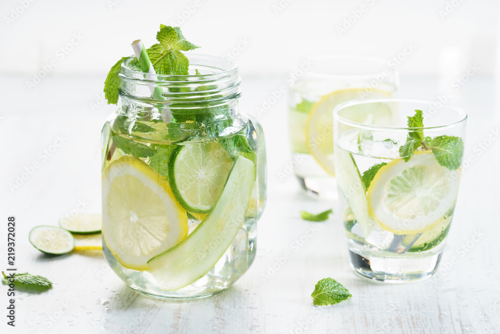 Refreshing summer drink with lemon and mint Refreshing summer drink with lemon and mint
