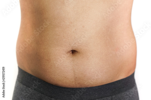 Belly fat stomach with grey black underwear