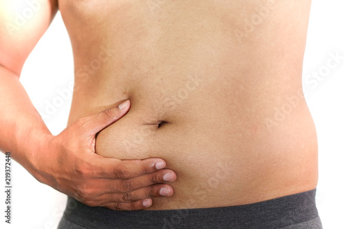 Belly fat stomach with grey black underwear