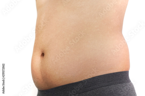 Belly fat stomach with grey black underwear