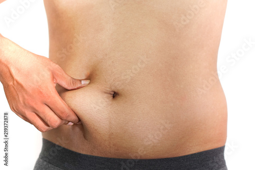 Belly fat stomach with grey black underwear