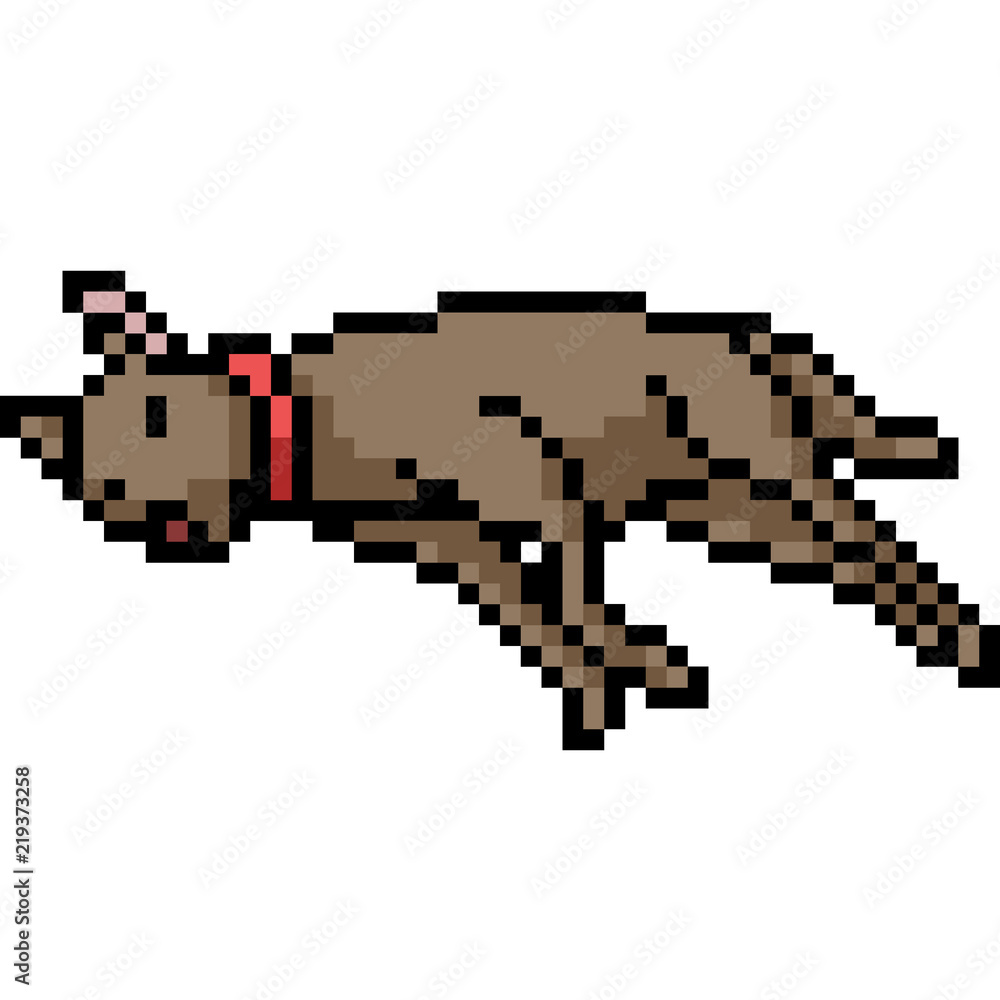 vector pixel art dog sleep