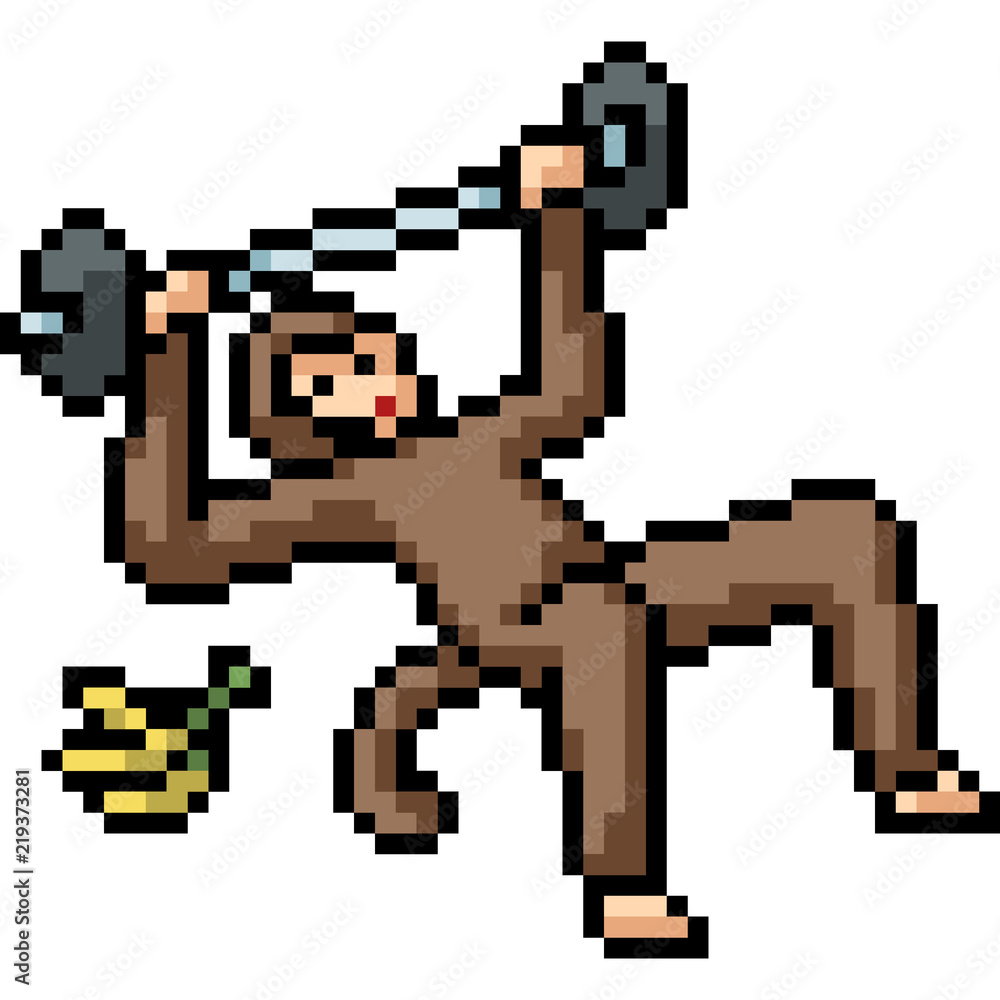 Fototapeta premium vector pixel art fitness ape
