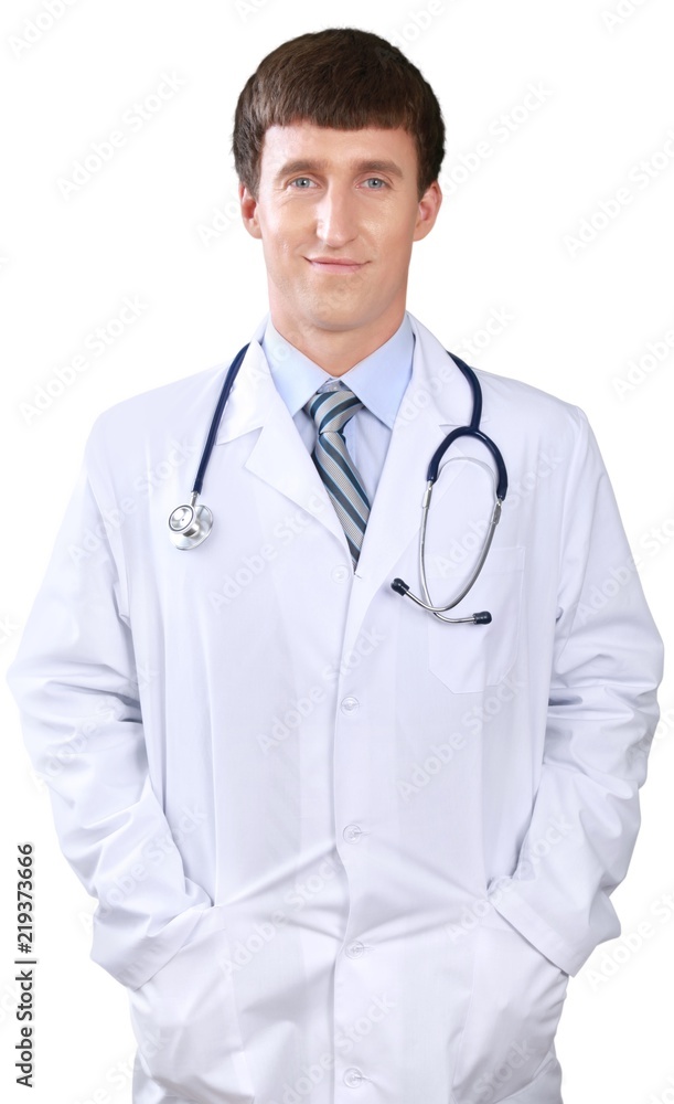 Doctor with Hands in Pockets - Isolated Doctor with Hands in Pockets - Isolated