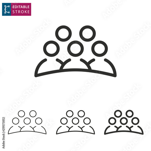 Meeting line icon on white background. Editable stroke.