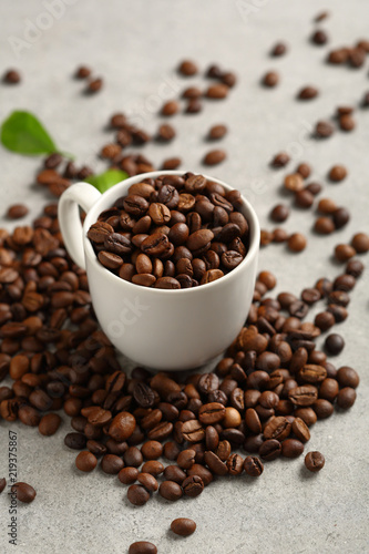Coffee beans and cup concept