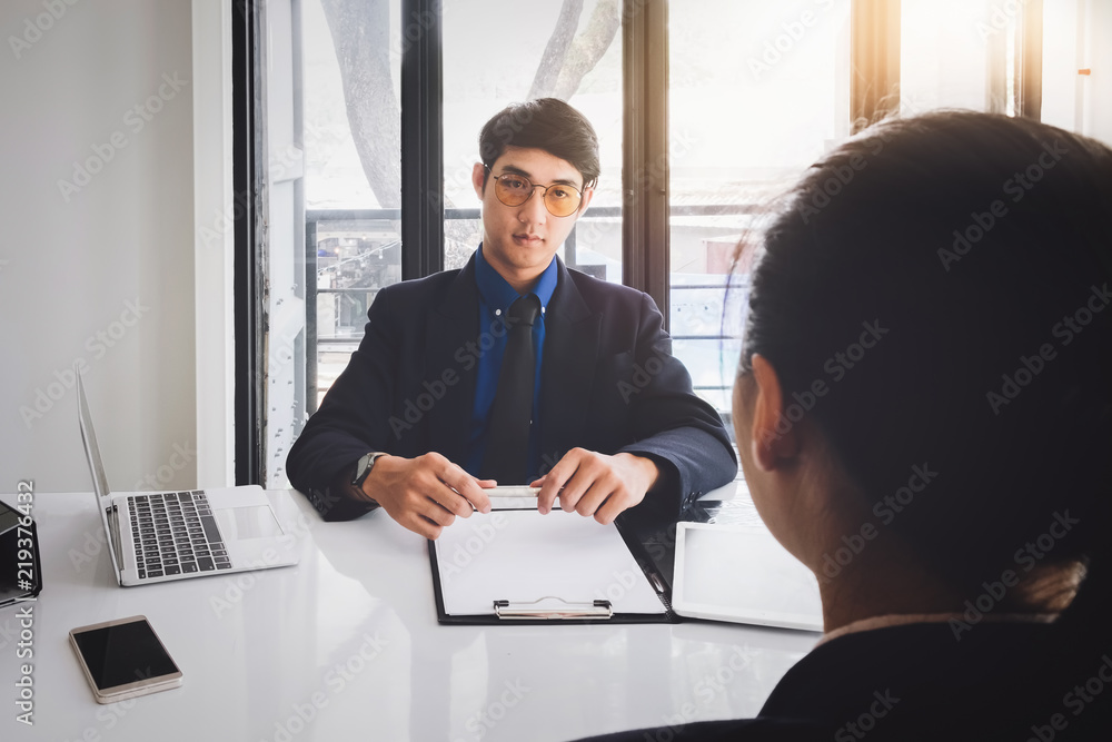 Experimental or interviewing hr are asking psychological questions with job seekers. Experimental or interviewing hr are asking psychological questions with job seekers.