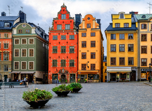 Canvas Print The famous Stortorget square in the heart of Old Town Gamla Stan in Stockholm, S
