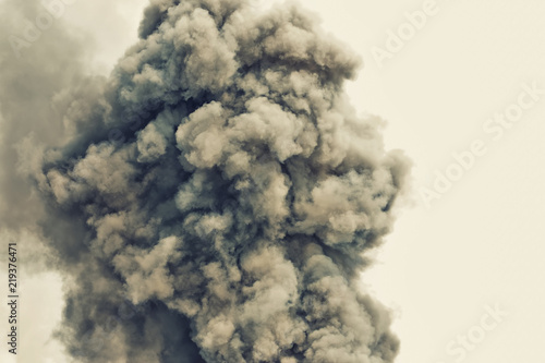 Black powder explosion.Colored cloud.Black dust explode.