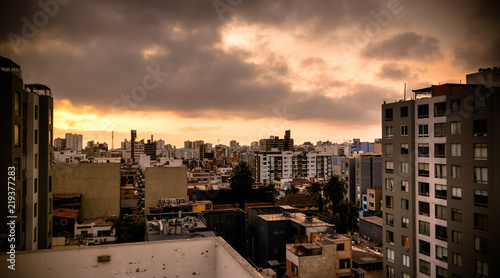 aerial view to Miraflores district, Lima, Peru