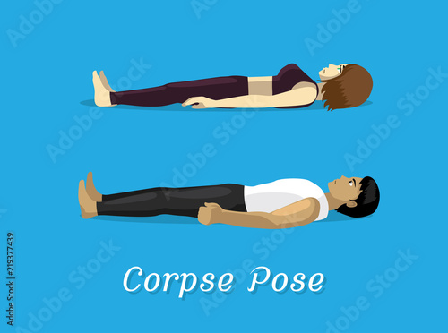 Manga Style Cartoon Yoga Corpse Pose
