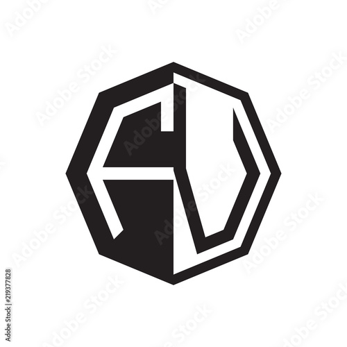 two letter FV octagon negative space logo photo