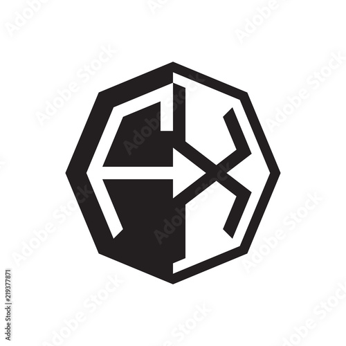 two letter FX octagon negative space logo