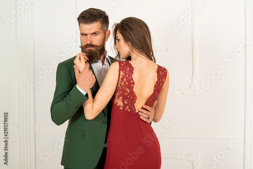 Slika na platnu Woman dominates the man, sexy games, obeys man