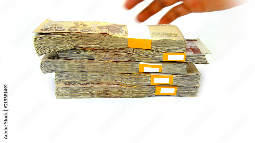 Thailand money currency Thai bath banknote isolated business concept on white Background Thailand money currency Thai bath banknote isolated business concept on white Background