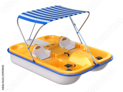 Pedal boat with canopy isolated on white background